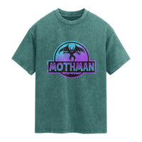Mothman Washed Cotton T-Shirt Retro Neon Cryptid Paranormal Horror Monster