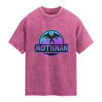 Mothman Washed Cotton T-Shirt Retro Neon Cryptid Paranormal Horror Monster