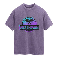 Mothman Washed Cotton T-Shirt Retro Neon Cryptid Paranormal Horror Monster
