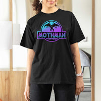Mothman T Shirt For Women Retro Neon Cryptid Paranormal Horror Monster - Wonder Print Shop