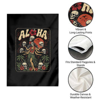 Aloha Skull Garden Flag Hibiscus Flower Hula Dancer Dark Tropical Beach Gothic Hawaiian Vibe