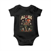 Aloha Skull Baby Onesie Hibiscus Flower Hula Dancer Dark Tropical Beach Gothic Hawaiian Vibe