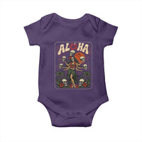 Aloha Skull Baby Onesie Hibiscus Flower Hula Dancer Dark Tropical Beach Gothic Hawaiian Vibe