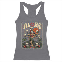 Aloha Skull Racerback Tank Top Hibiscus Flower Hula Dancer Dark Tropical Beach Gothic Hawaiian Vibe