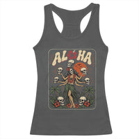 Aloha Skull Racerback Tank Top Hibiscus Flower Hula Dancer Dark Tropical Beach Gothic Hawaiian Vibe