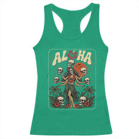 Aloha Skull Racerback Tank Top Hibiscus Flower Hula Dancer Dark Tropical Beach Gothic Hawaiian Vibe
