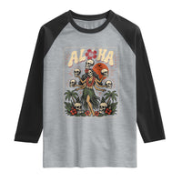 Aloha Skull Raglan Shirt Hibiscus Flower Hula Dancer Dark Tropical Beach Gothic Hawaiian Vibe
