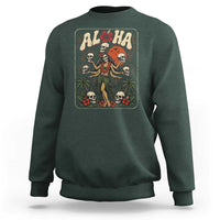 Aloha Skull Sweatshirt Hibiscus Flower Hula Dancer Dark Tropical Beach Gothic Hawaiian Vibe