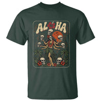 Aloha Skull T Shirt Hibiscus Flower Hula Dancer Dark Tropical Beach Gothic Hawaiian Vibe