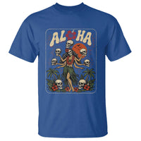 Aloha Skull T Shirt Hibiscus Flower Hula Dancer Dark Tropical Beach Gothic Hawaiian Vibe