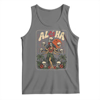 Aloha Skull Tank Top Hibiscus Flower Hula Dancer Dark Tropical Beach Gothic Hawaiian Vibe