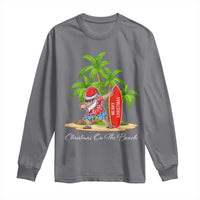 Hawaiian Christmas Santa Long Sleeve Shirt Christmas On The Beach Vacation