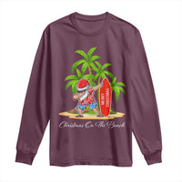 Hawaiian Christmas Santa Long Sleeve Shirt Christmas On The Beach Vacation