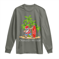 Hawaiian Christmas Santa Long Sleeve Shirt Christmas On The Beach Vacation