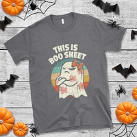 Retro Halloween Costume Women T Shirt This Is Boo Sheet Cute Spooky Ghost - Wonder Print Shop