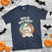 Retro Halloween Costume Women T Shirt This Is Boo Sheet Cute Spooky Ghost - Wonder Print Shop
