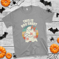 Retro Halloween Costume Women T Shirt This Is Boo Sheet Cute Spooky Ghost - Wonder Print Shop