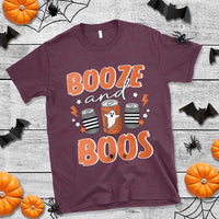 Retro Halloween Booze And Boos T Shirt Halloween Costume Ghost Spooky Season - Wonder Print Shop
