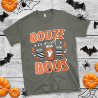 Retro Halloween Booze And Boos T Shirt Halloween Costume Ghost Spooky Season - Wonder Print Shop