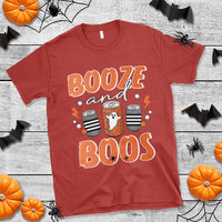 Retro Halloween Booze And Boos T Shirt Halloween Costume Ghost Spooky Season - Wonder Print Shop