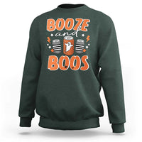 Retro Halloween Booze And Boos Sweatshirt Halloween Costume Ghost Spooky Season - Wonder Print Shop