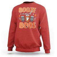 Retro Halloween Booze And Boos Sweatshirt Halloween Costume Ghost Spooky Season - Wonder Print Shop