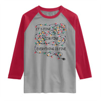 Funny Christmas Raglan Shirt It's Fine I'm Fine Everything Is Fine Xmas Lights