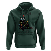 Funny Christmas Cat Hoodie It's Fine I'm Fine Everything Is Fine Meowy Catmas Xmas TS10