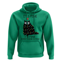 Funny Christmas Cat Hoodie It's Fine I'm Fine Everything Is Fine Meowy Catmas Xmas TS10