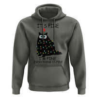 Funny Christmas Cat Hoodie It's Fine I'm Fine Everything Is Fine Meowy Catmas Xmas TS10