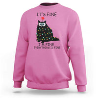 Funny Christmas Cat Sweatshirt It's Fine I'm Fine Everything Is Fine Meowy Catmas Xmas - Wonder Print Shop