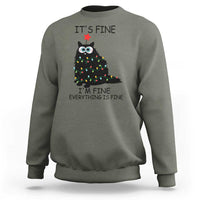 Funny Christmas Cat Sweatshirt It's Fine I'm Fine Everything Is Fine Meowy Catmas Xmas - Wonder Print Shop