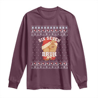 Funny Six Seven 6 7 Meme Ugly Christmas Long Sleeve Shirt Santa 67 Meme Xmas Pajamas - Wonder Print Shop