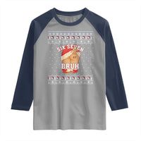 Funny Six Seven 6 7 Meme Ugly Christmas Raglan Shirt Santa 67 Meme Xmas Pajamas - Wonder Print Shop