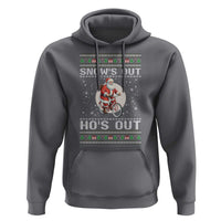 Funny Santa Christmas Hoodie Snows Out Hos Out Ugly Xmas - Wonder Print Shop