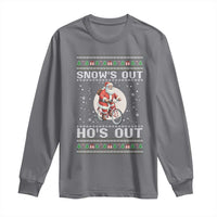 Funny Santa Christmas Long Sleeve Shirt Snows Out Hos Out Ugly Xmas - Wonder Print Shop