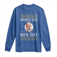 Funny Santa Christmas Long Sleeve Shirt Snows Out Hos Out Ugly Xmas - Wonder Print Shop