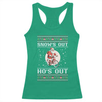 Funny Santa Christmas Racerback Tank Top Snows Out Hos Out Ugly Xmas - Wonder Print Shop