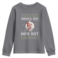 Funny Santa Christmas Youth Sweatshirt Snows Out Hos Out Ugly Xmas - Wonder Print Shop