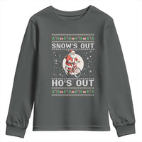 Funny Santa Christmas Youth Sweatshirt Snows Out Hos Out Ugly Xmas - Wonder Print Shop
