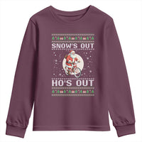 Funny Santa Christmas Youth Sweatshirt Snows Out Hos Out Ugly Xmas - Wonder Print Shop