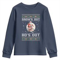 Funny Santa Christmas Youth Sweatshirt Snows Out Hos Out Ugly Xmas - Wonder Print Shop