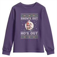 Funny Santa Christmas Youth Sweatshirt Snows Out Hos Out Ugly Xmas - Wonder Print Shop