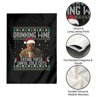 Charlie Hunnam Ed Gein Ugly Christmas Garden Flag Funny Drinking Wine Eating These Sinful Cold Cuts - Wonder Print Shop