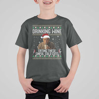 Charlie Hunnam Ed Gein Ugly Christmas T Shirt For Kid Funny Drinking Wine Eating These Sinful Cold Cuts - Wonder Print Shop