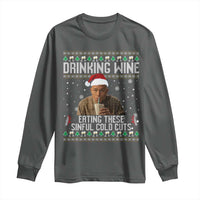 Charlie Hunnam Ed Gein Ugly Christmas Long Sleeve Shirt Funny Drinking Wine Eating These Sinful Cold Cuts - Wonder Print Shop