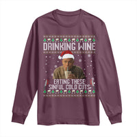 Charlie Hunnam Ed Gein Ugly Christmas Long Sleeve Shirt Funny Drinking Wine Eating These Sinful Cold Cuts - Wonder Print Shop