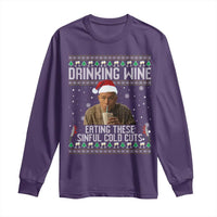 Charlie Hunnam Ed Gein Ugly Christmas Long Sleeve Shirt Funny Drinking Wine Eating These Sinful Cold Cuts - Wonder Print Shop