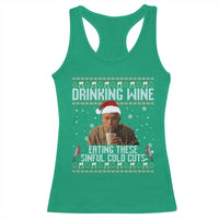 Charlie Hunnam Ed Gein Ugly Christmas Racerback Tank Top Funny Drinking Wine Eating These Sinful Cold Cuts - Wonder Print Shop