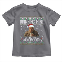 Charlie Hunnam Ed Gein Ugly Christmas Toddler T Shirt Funny Drinking Wine Eating These Sinful Cold Cuts - Wonder Print Shop